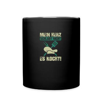 Koch Mein Herz kocht Chefkoch Hobbykoch Geschenk - Tasse einfarbig - Schwarz - Vorne