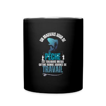 "Travail ou Pêche" Retraité - Mug uni - noir - Devant