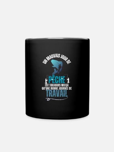 "Travail ou Pêche" Retraité - Mug uni - noir