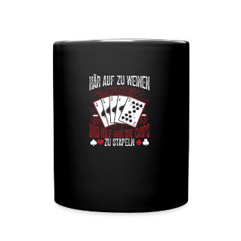 Cartes de poker Jetons de poker Étui de poker Joueurs de poker - Mug uni - noir - Devant