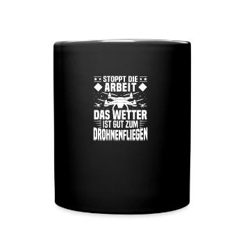 Drohnenpilot FPV Drohne Quadroctoper - Tasse einfarbig - Schwarz - Vorne
