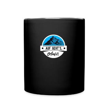 Wandern Alpen Spruch Wandergruppe - Tasse einfarbig - Schwarz - Vorne