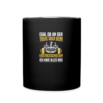Eisstockschießen Wintersport Stocksport - Tasse einfarbig - Schwarz - Vorne