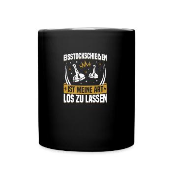 Eisstockschütze Wintersport Eisstockfan - Tasse einfarbig - Schwarz - Vorne