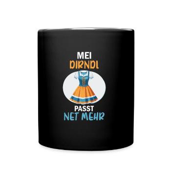 Damen Mei Dirndl Tracht Bayrisch Trachten Ersatz - Tasse einfarbig - Schwarz - Vorne