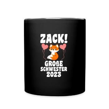 Schwestern Fuchs grosse Schwester Fuchs Geschenk - Tasse einfarbig - Schwarz - Vorne