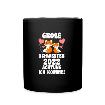 Schwestern Fuchs grosse Schwester Fuchs Geschenk - Tasse einfarbig - Schwarz - Vorne