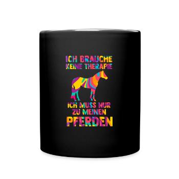 Reiten Pferd Reiter Geschenk - Tasse einfarbig - Schwarz - Vorne