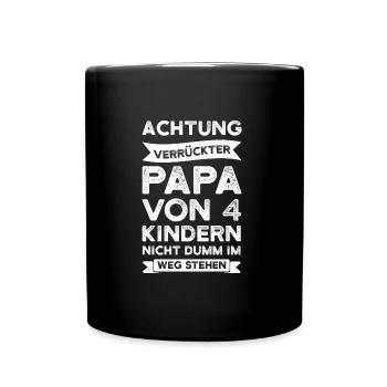 Papa 4 Kinder Vater Geschenk - Tasse einfarbig - Schwarz - Vorne