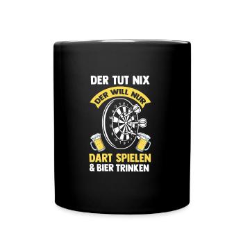 Dart Bier Dartsport Geschenk - Tasse einfarbig - Schwarz - Vorne
