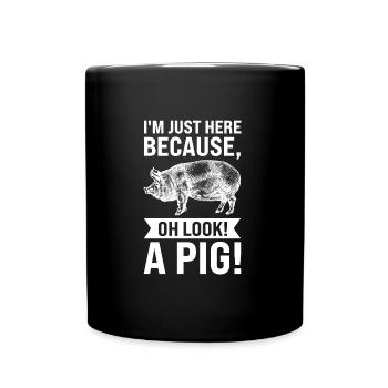 Schweine Schweinefarm Geschenk - Tasse einfarbig - Schwarz - Vorne