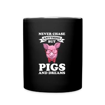 Schweine Schweinefarm Geschenk - Tasse einfarbig - Schwarz - Vorne