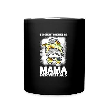 Mutter Messy Bun Mütter Geschenk - Tasse einfarbig - Schwarz - Vorne