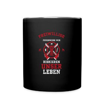 Freiwillige Feuerwehr Wir Riskie... - Tasse einfarbig - Schwarz - Vorne