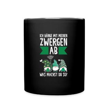 Garten-arbeit Gnome Gartenbau Geschenk - Tasse einfarbig - Schwarz - Vorne