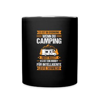 Campen Camping Camper Geschenk - Tasse einfarbig - Schwarz - Vorne
