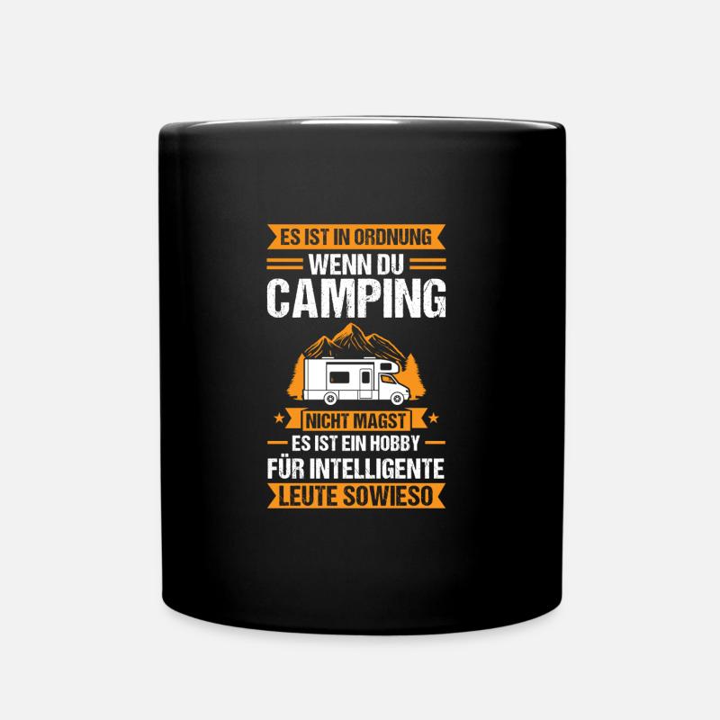 Campen Camping Camper Geschenk - Tasse einfarbig - Schwarz