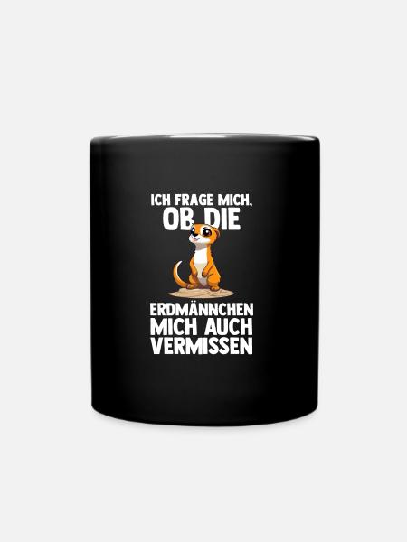 Erdmännchen Tier Surikate Geschenk - Tasse einfarbig - Schwarz