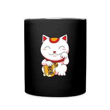 Maneki Neko Japan Glücksbringer - Tasse einfarbig - Schwarz - Vorne