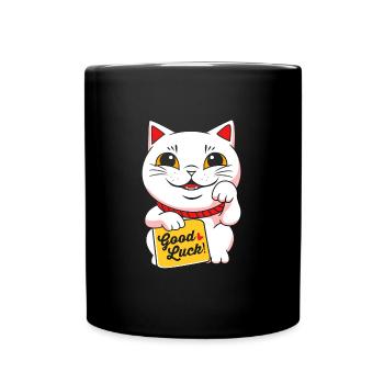 Maneki Neko Japan Glücksbringer - Tasse einfarbig - Schwarz - Vorne