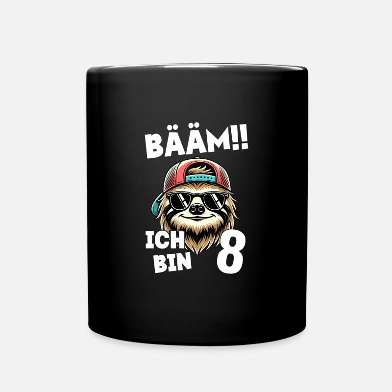 BÄÄM Ich Bin 8 Geburtstag Faultier Geburtstagsdeko - Tasse einfarbig - Schwarz