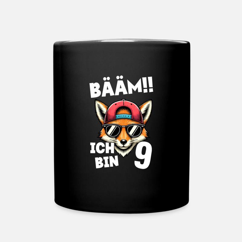 BÄÄM Ich Bin 9 Geburtstag Fuchs Geburtstagsdeko - Tasse einfarbig - Schwarz