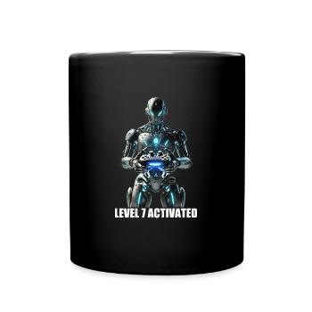 Level 7 Activated Robot Gamer - Tasse einfarbig - Schwarz - Vorne