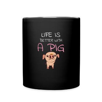 Propriétaire de porc / éleveur de porc: La vie avec un cochon - Mug uni - noir - Devant