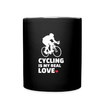 Radfahren, Cycling, Bicycling and Biking - Tasse einfarbig - Schwarz - Vorne