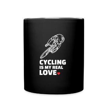 Radfahren, Cycling, Bicycling and Biking - Tasse einfarbig - Schwarz - Vorne