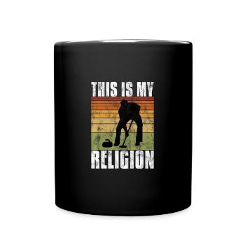 Le curling est ma religion - Mug uni - noir - Devant