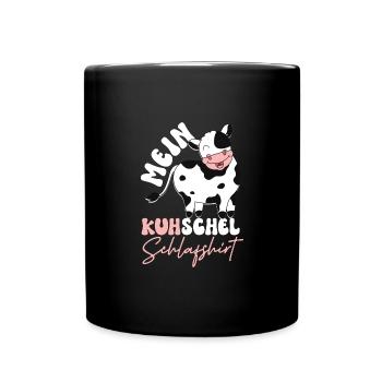 Mein Kuhschel Kuh Schlaf - Tasse einfarbig - Schwarz - Vorne