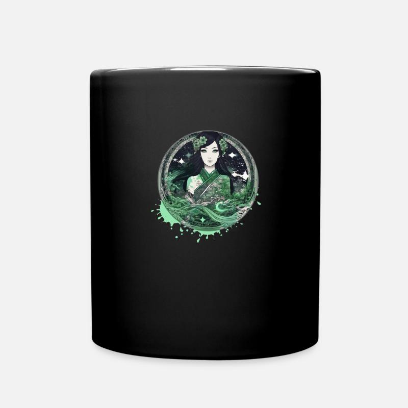 Manga,anime, Frau, grüne Augen, gothic - Tasse einfarbig - Schwarz