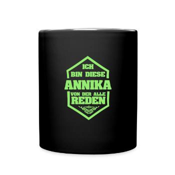 Annika als Rufname - Tasse einfarbig - Schwarz - Vorne