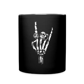 Knochen Hand mit Ringe - Tasse einfarbig - Schwarz - Vorne
