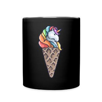 Unicorn Cone - Full Colour Mug - black - Front