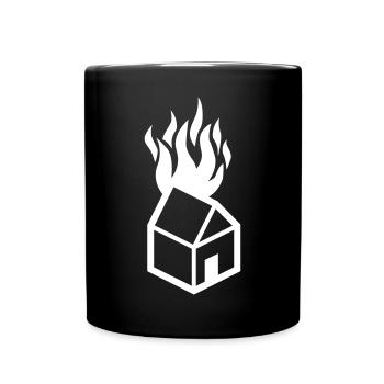 Brennendes Haus - Tasse einfarbig - Schwarz - Vorne