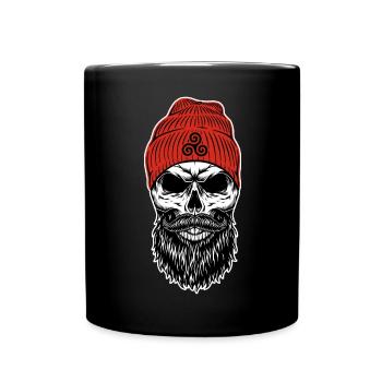Bonnet Rouge Tête de mort avec Triskell - Mug uni - noir - Devant