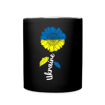 Ukraine Sonnenblume Frieden Peace Ukraine Flagge - Tasse einfarbig - Schwarz - Vorne