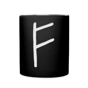 Futhark Runenalphabet Fehu - Tasse einfarbig - Schwarz - Vorne
