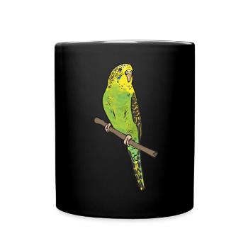 Budgerigar Parakeet Bird Pet Gift - Full Colour Mug - black - Front