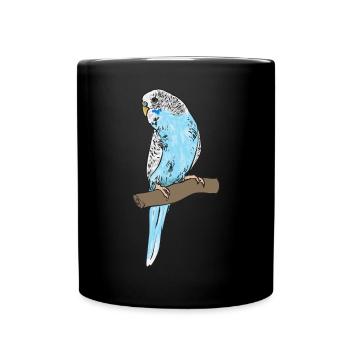 Budgerigar Parakeet Bird Pet Gift - Full Colour Mug - black - Front
