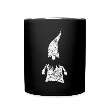 Wichtel Grunge weiß minimalistisch Weihnachten - Tasse einfarbig - Schwarz - Vorne