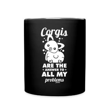 süßer Corgi Welpe Kind Baby Geschenk - Tasse einfarbig - Schwarz - Vorne