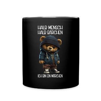 Streetwear Bär Bärchen halb Mensch... Sarkasmus - Tasse einfarbig - Schwarz - Vorne