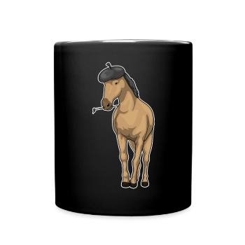 Pferd Maler Pinsel Malen - Tasse einfarbig - Schwarz - Vorne