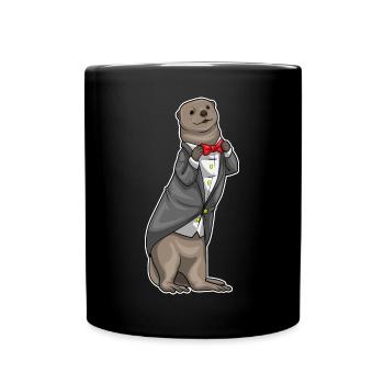 Otter Bräutigam Fliege Hochzeit - Tasse einfarbig - Schwarz - Vorne