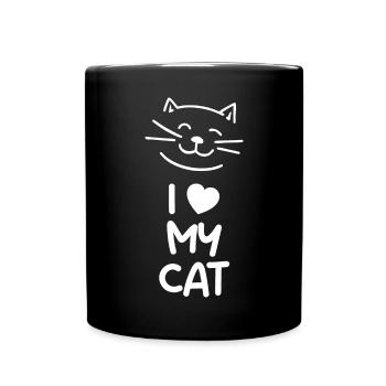 I love my cat (dark) - Full Colour Mug - black - Front
