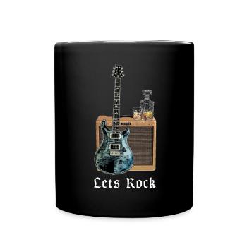Let's Rock | Guitar, Whisky, Amplifier, Music - Full Colour Mug - black - Front