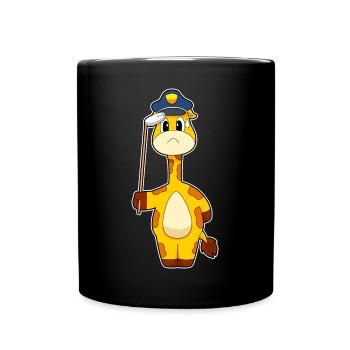 Giraffe Polizist Polizei - Tasse einfarbig - Schwarz - Vorne